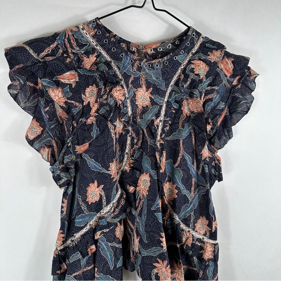 Isabel Marant Floral Ruffle Sleeve Top | Size 38 | US Size 6 - Picture 3 of 12